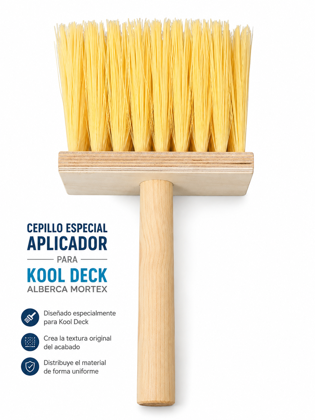 Cepillo Especial Aplicador para Kool Deck Mortex | Herramienta para Acabado de Banquetas de Alberca