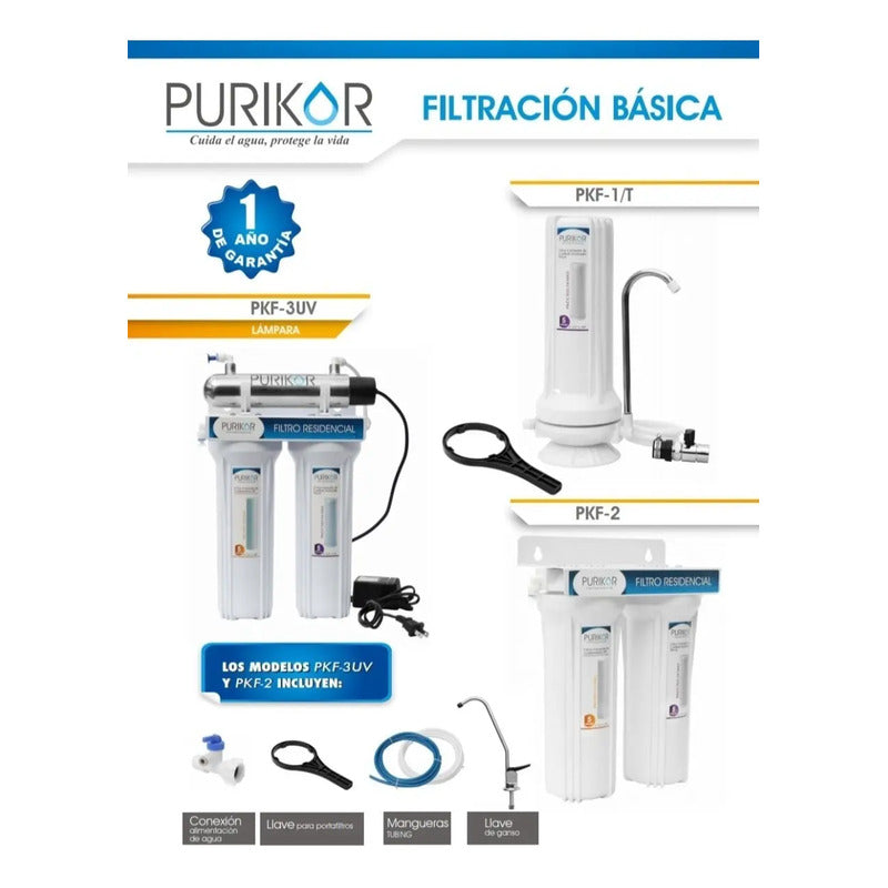 Purikor PKF-3UV Purificador de Agua 3 Etapas con Luz UV Blanco