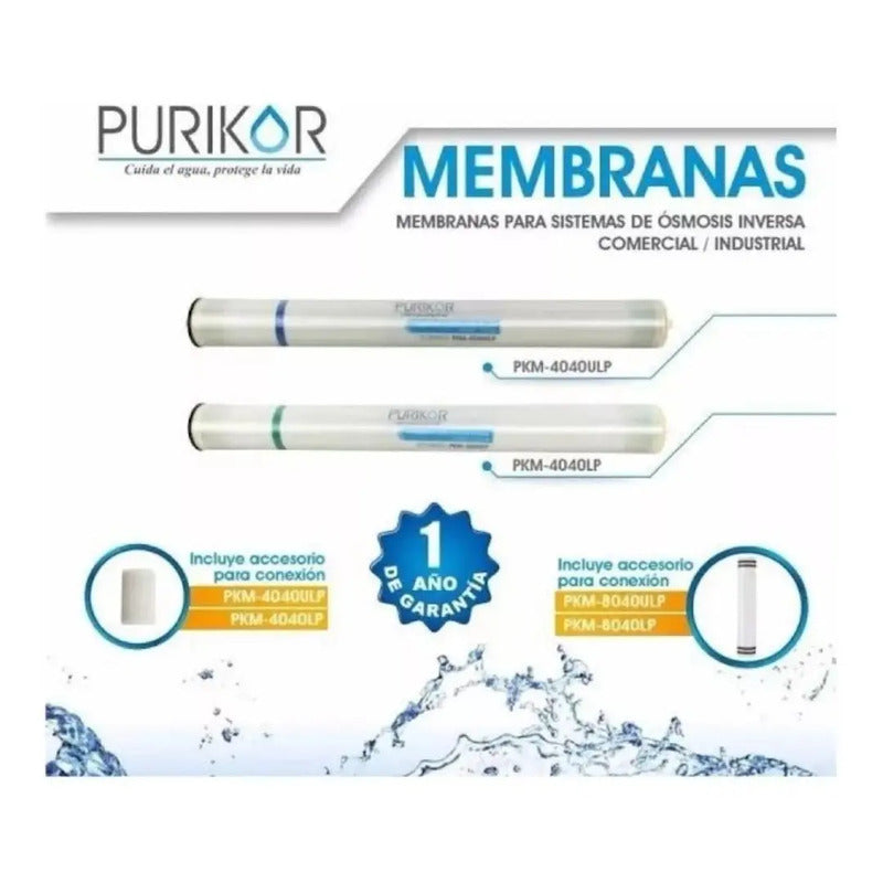 Purikor PKRO-4040ULP Membrana para Ósmosis Inversa 4" x 40" 2600 GPD
