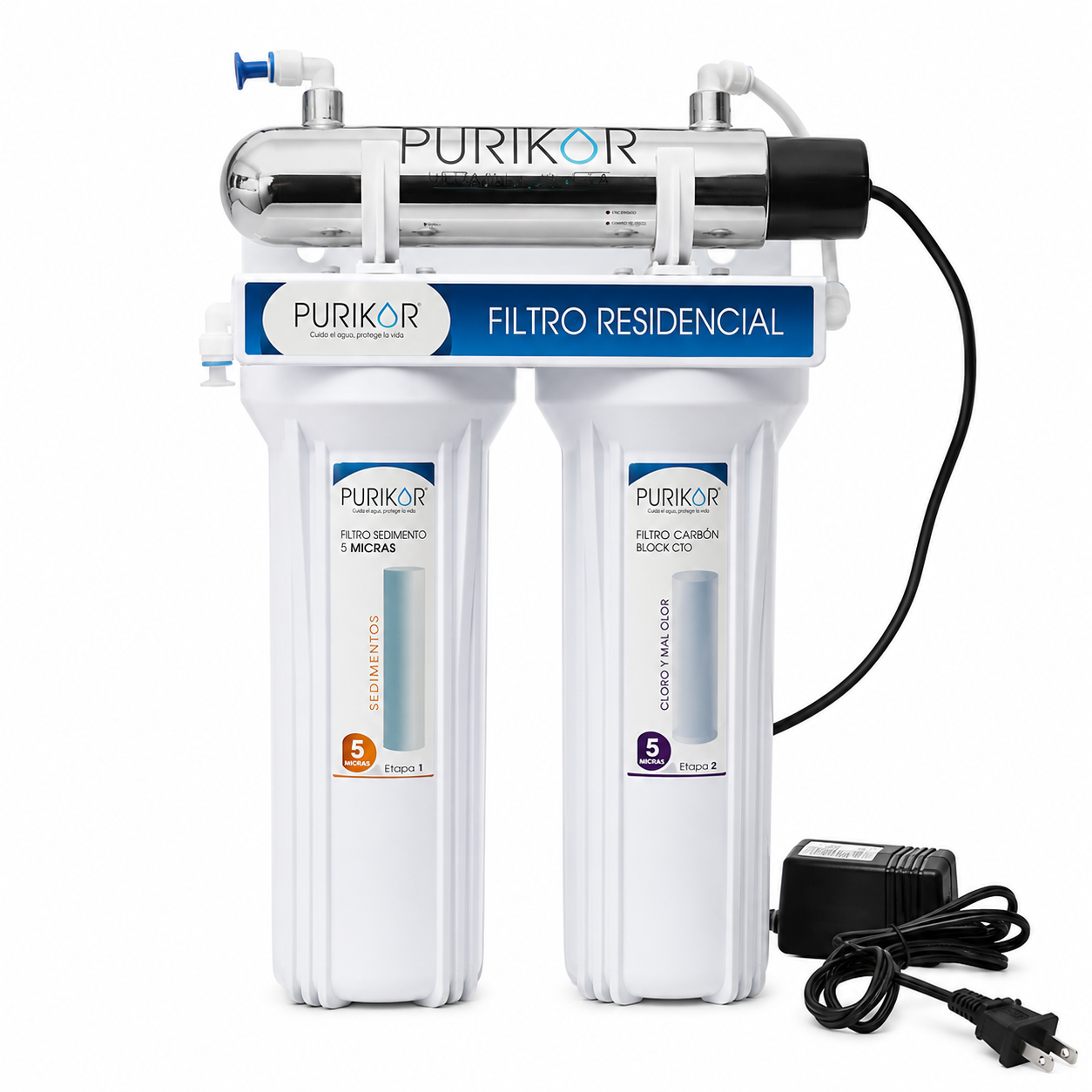 Purikor PKF-3UV Purificador de Agua 3 Etapas con Luz UV Blanco