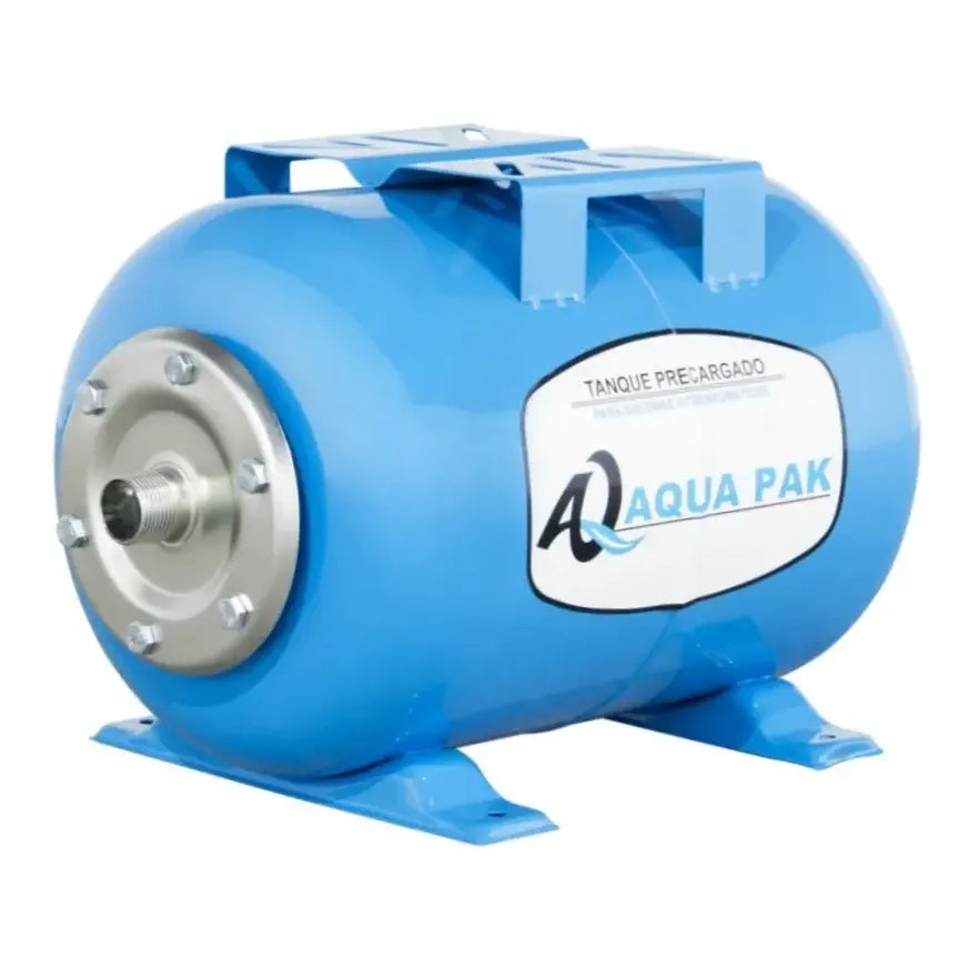 Tanque hidroneumático Aqua Pak horizontal de 50 litros sobre fondo blanco